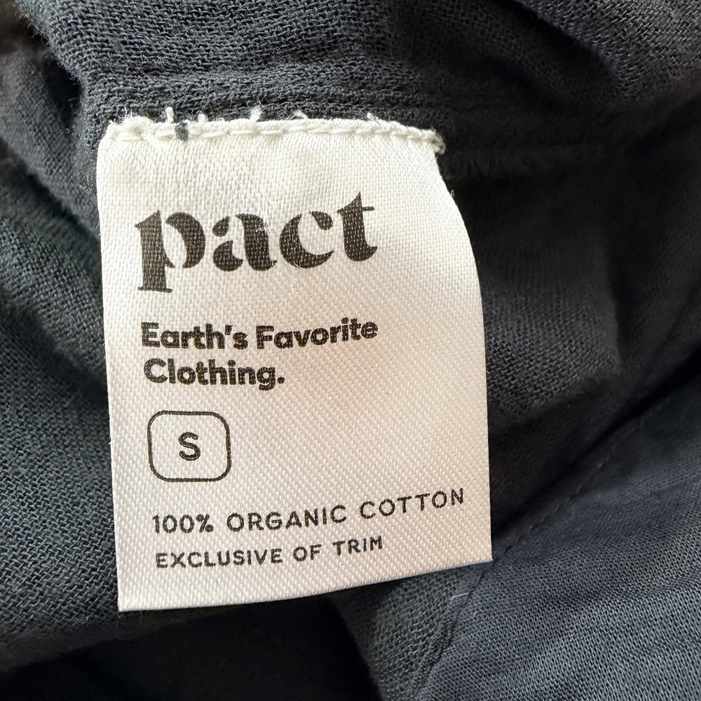 Pact Dark Gray 100% Cotton Short Sleeve Collar V-Neck Mini Dress Small - Picture 6 of 7